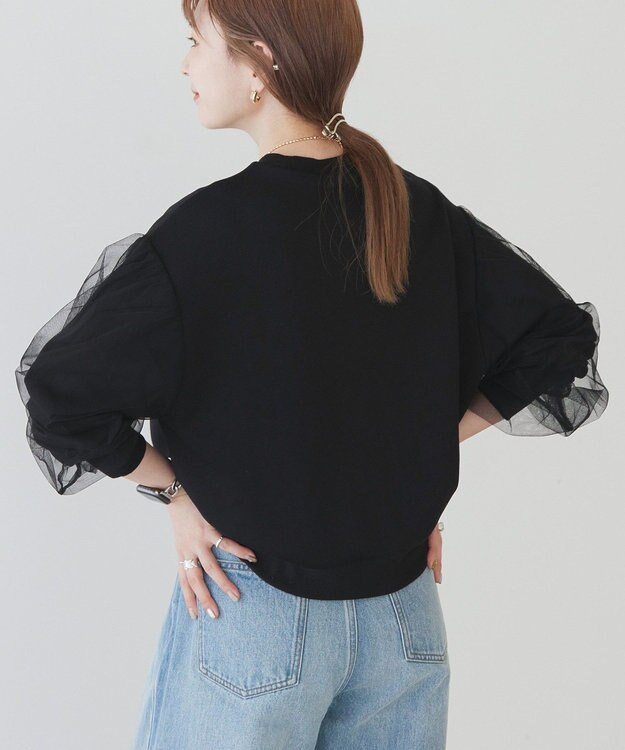 AMERICAN HOLIC 袖チュール重ねプルオーバー Black