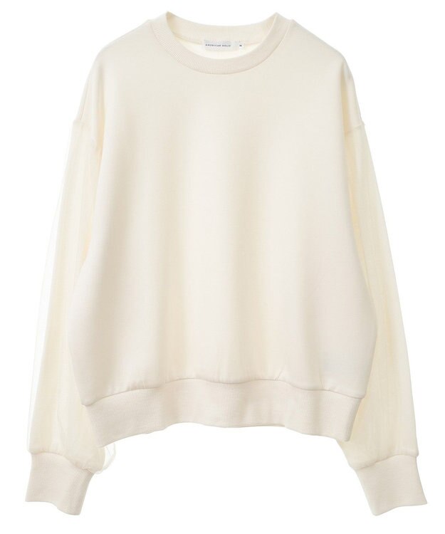 AMERICAN HOLIC 袖チュール重ねプルオーバー Off White