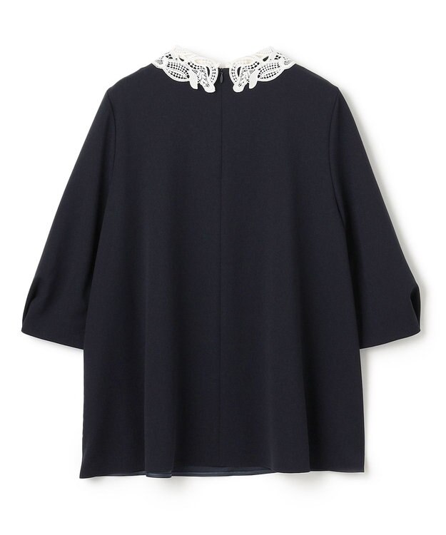 UNFILO L 【2WAY】BEAUTY MOVE レース襟ブラウス ネイビー