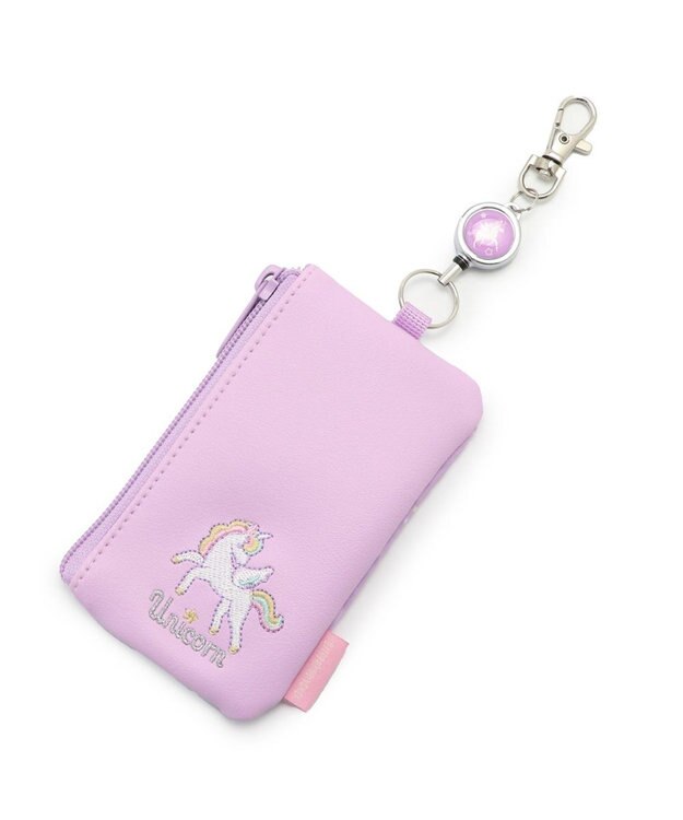 Mother garden マザーガーデン ユニコーン キー＆パスケース ICカード入れ リール付き 紫