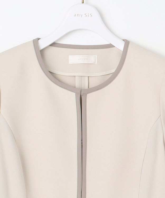 ANY SIS L 【洗える】バイカラードビー ジャケット ライトベージュ