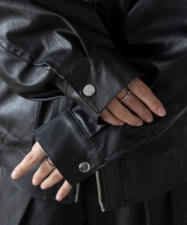 WEGO 2WAYファー襟PUジャケット ブラック