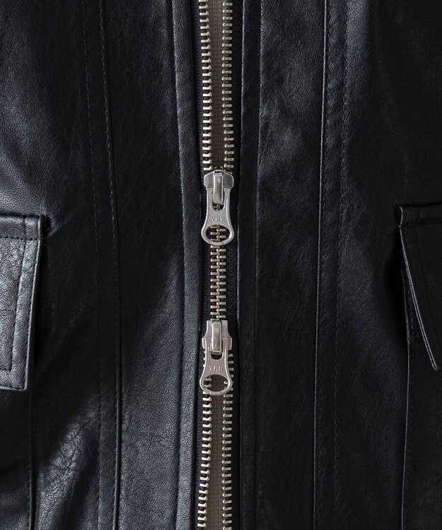 WEGO 2WAYファー襟PUジャケット ブラック