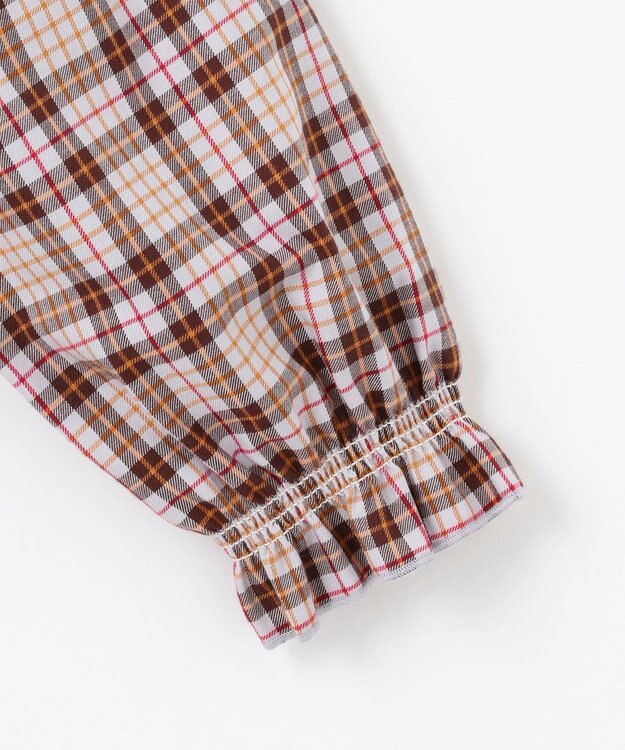 組曲 KIDS 【110-140㎝】リセチェックシャツ ワンピース グレー×ブラウン系