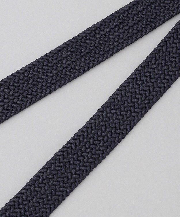 GOTAIRIKU 【ビジカジ兼用】ゴムメッシュ レザーコンビベルト ネイビー系