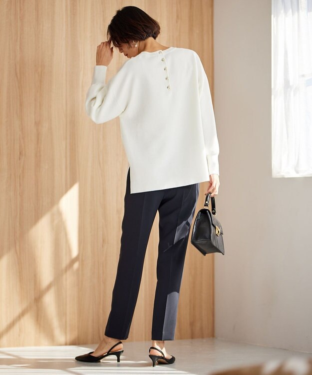 自由区 【セットアップ対応・洗える】トリアセダブルクロステーパード パンツ ネイビー系