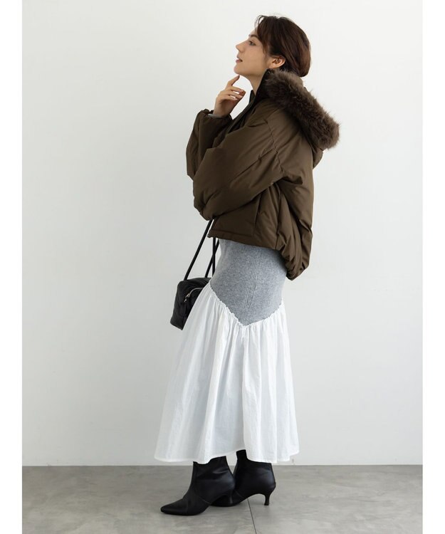 Te chichi 【宮本茉由着用】フードショートダウンジャケット カーキ