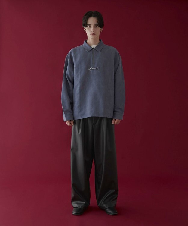 WEGO フェイクスウェードハーフZIPシャツ（LS） サックス