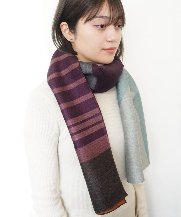 POLS ウールジャカードストール ピンク