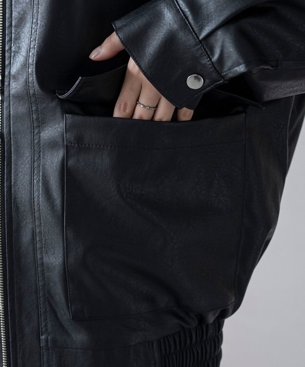 WEGO 2WAYファー襟PUジャケット ブラック