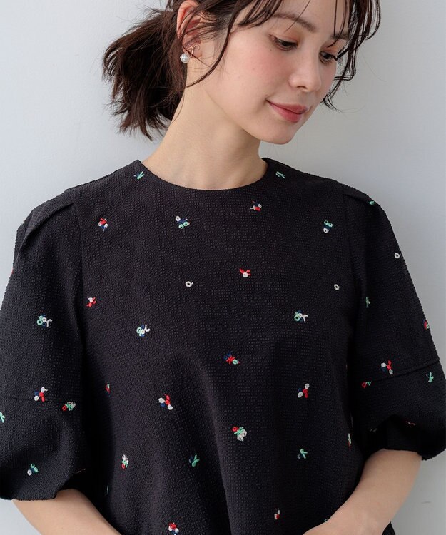 組曲 L 【WEB限定】ミニフラワーエンブロイダリー ブラウス ブラック系7