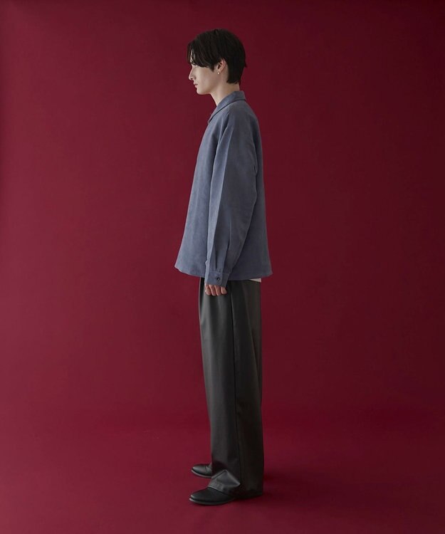 WEGO フェイクスウェードハーフZIPシャツ（LS） サックス