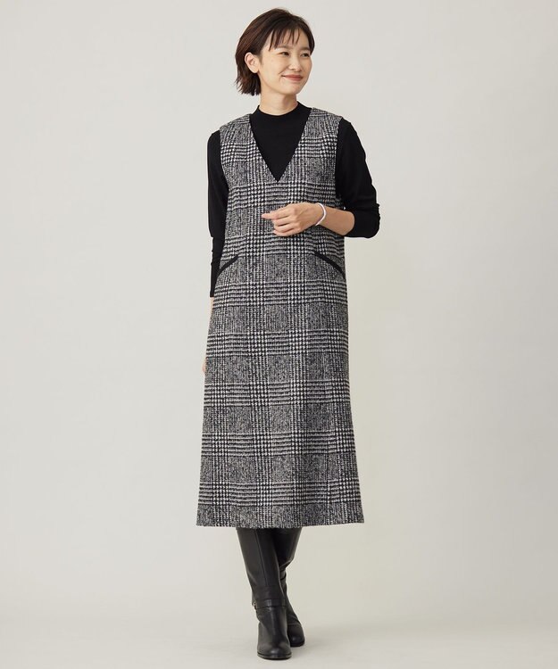 J.PRESS LADIES L 【洗える】PRINCE ハイネック ニット ブラック系