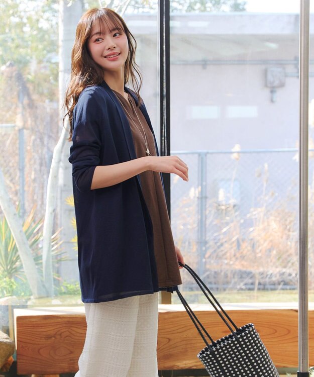 Tiaclasse ロングトッパーカーディガン ネイビー