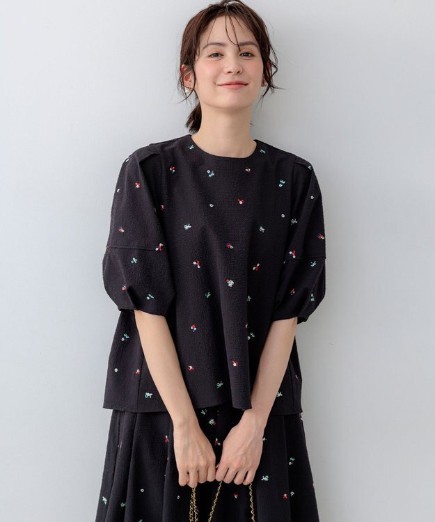 組曲 L 【WEB限定】ミニフラワーエンブロイダリー ブラウス ブラック系7