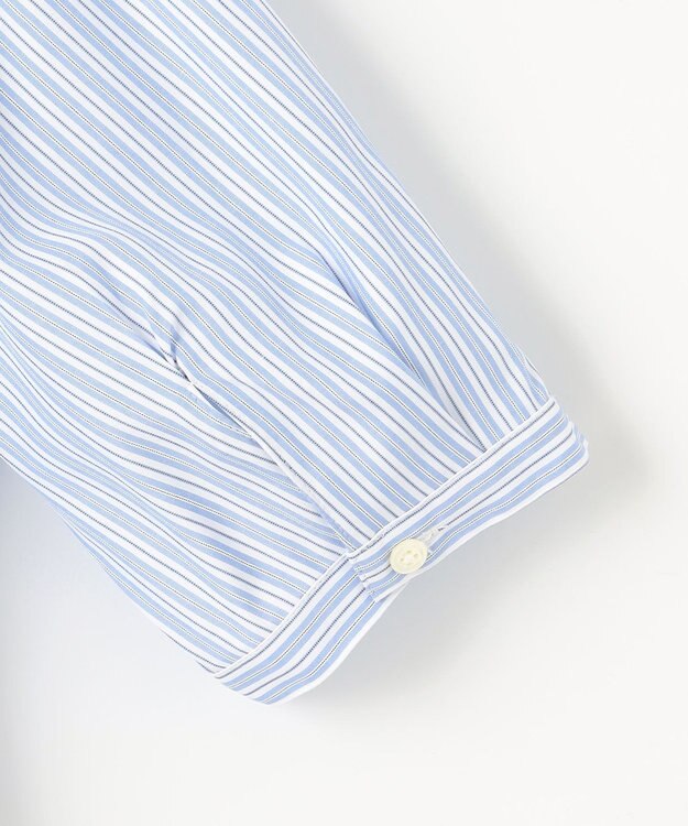 J.PRESS LADIES 【洗える】ストライプ バンドカラー ブラウス サックスストライプ系