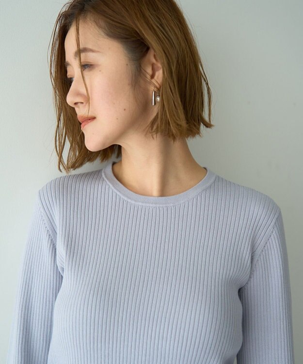 YECCA VECCA 袖釦クルーネックリブニット Light Blue