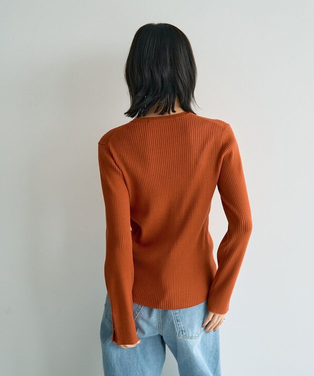 YECCA VECCA 袖釦クルーネックリブニット Light Blue