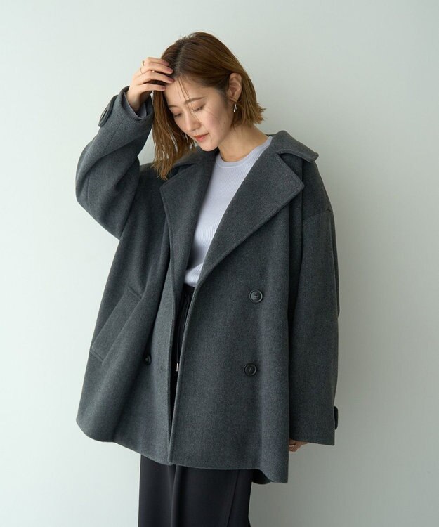 YECCA VECCA 袖釦クルーネックリブニット Light Blue