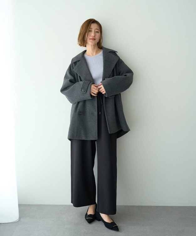 YECCA VECCA 袖釦クルーネックリブニット Light Blue