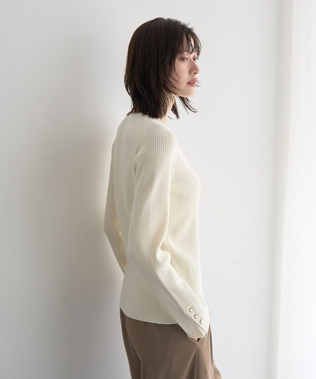 YECCA VECCA 袖釦クルーネックリブニット Light Blue