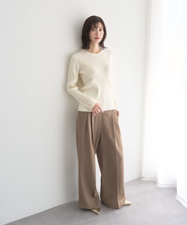 YECCA VECCA 袖釦クルーネックリブニット Light Blue