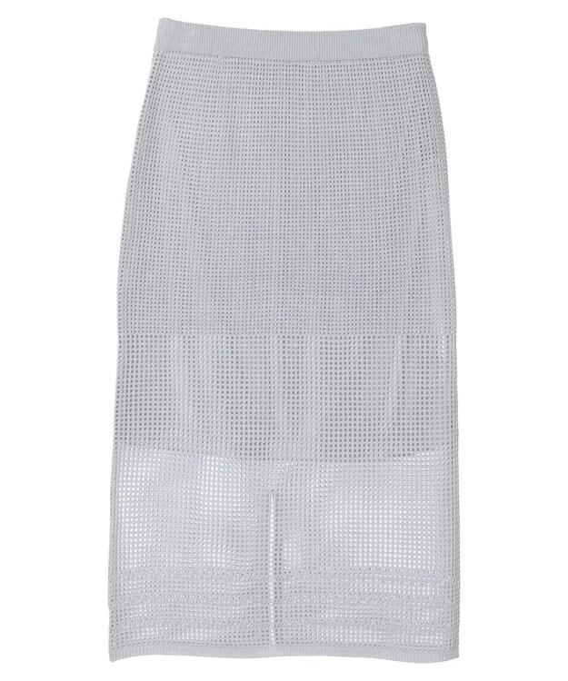 Green Parks ２ｗａｙ　メッシュ編みニットＩラインスカート（ペチ付き） Silver