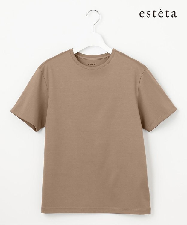 23区 【エステータ】スーピマコットン プレミアムジャージー 半袖Tシャツ ブラウン系