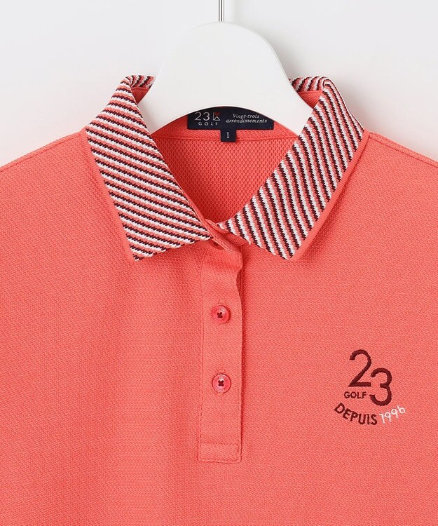 23区GOLF 【WOMEN】ハニカムライト鹿子 半そでポロシャツ ピンク系