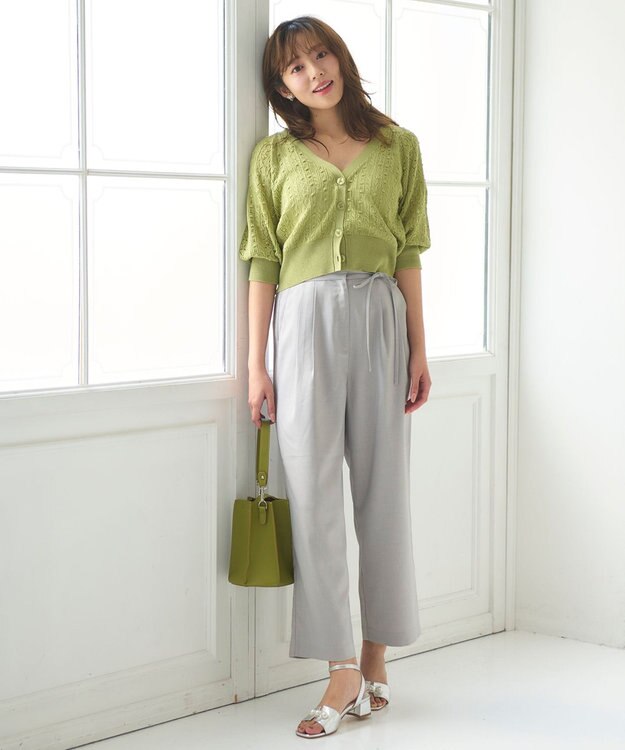 Feroux 【ご好評につき今季も登場！】透かし編み カーディガン グリーン系