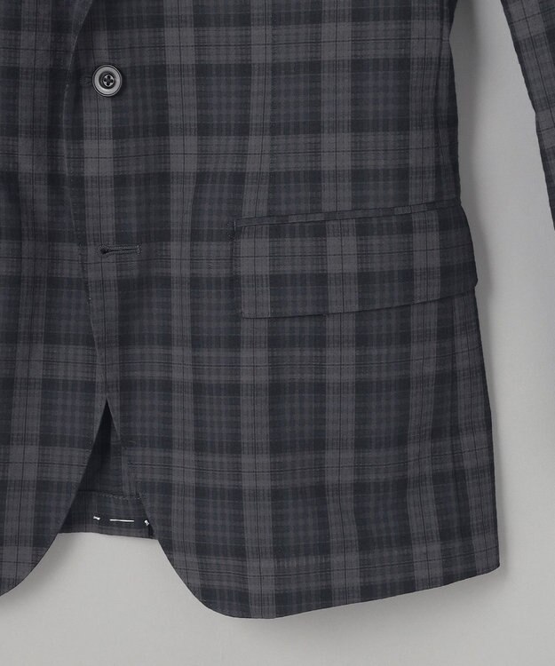 GOTAIRIKU 清涼サッカー素材【通気性/軽量】空羽サッカー マドラスチェック シャツジャケット グレー系4