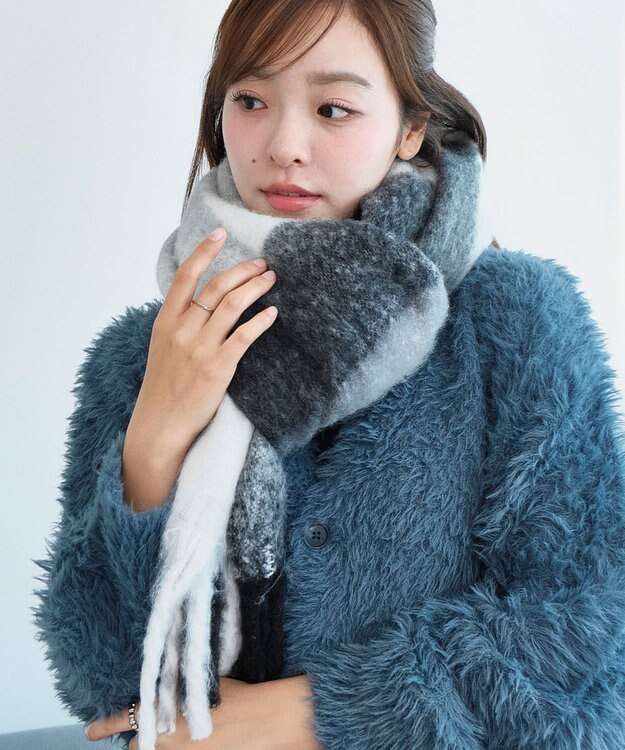 WEGO 【マフラー/ユニセックス着用】ワイドフリンジストール 柄2