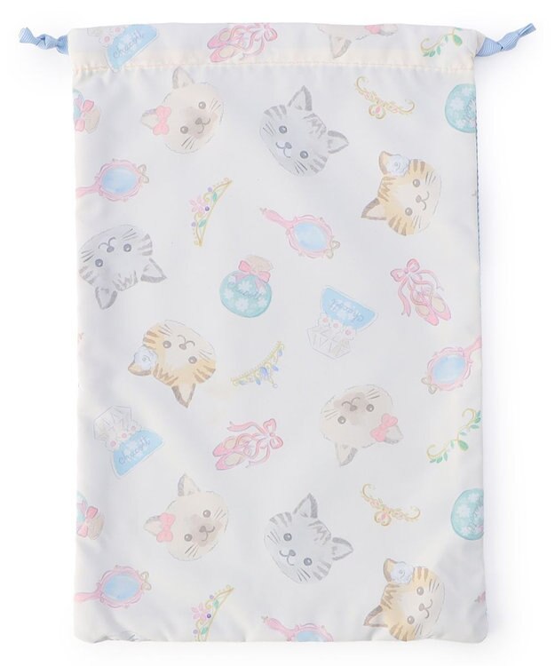 Chacott Cat半メッシュ巾着M オフホワイト