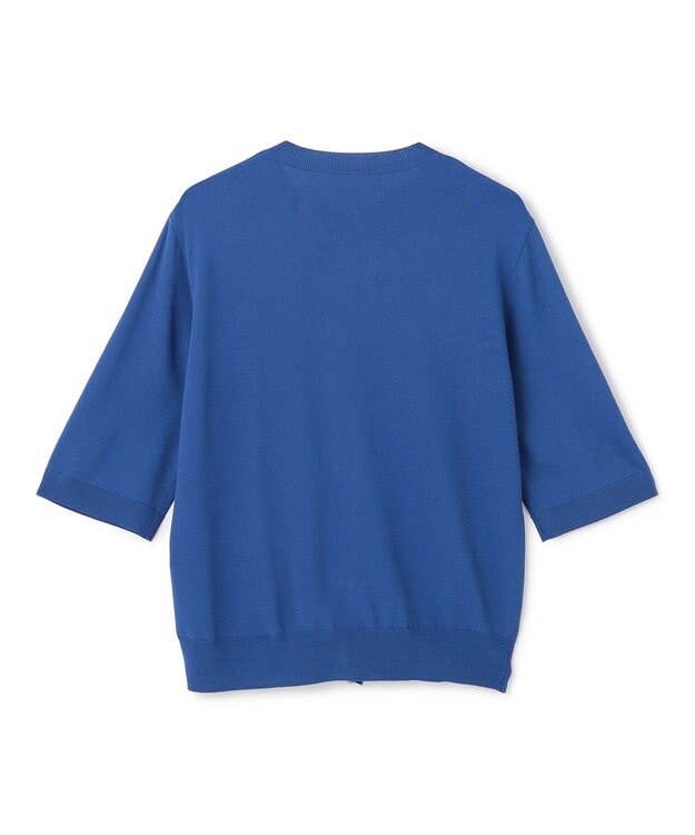 BEIGE， 【洗える】VALOIS / ジョーゼットトリム半袖カーディガン Blue