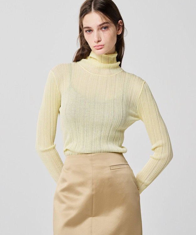 uncrave シアーニット タートルネック トップス（uncrave WHITE） レモン