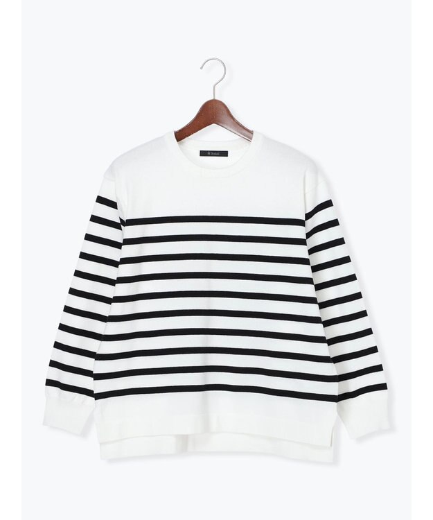 Te chichi ボーダーボックスシルエットプルオーバー ブラック