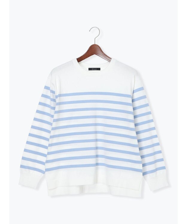 Te chichi ボーダーボックスシルエットプルオーバー サックスブルー