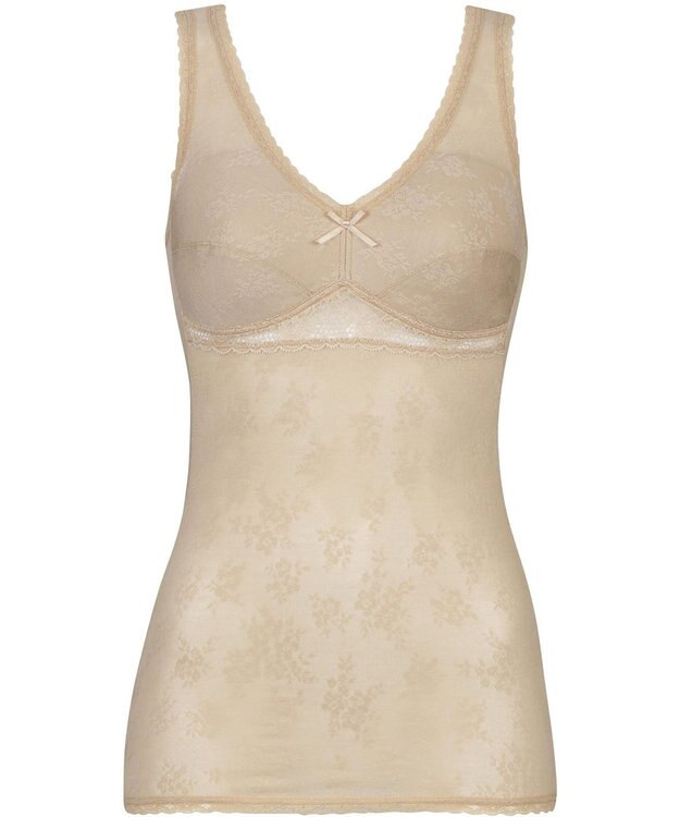 WACOAL ブラキャミソール タンクトップ メッシュジャカード素材(身生地) 肩にくいこみにくい JRC780 /ワコール カラシ