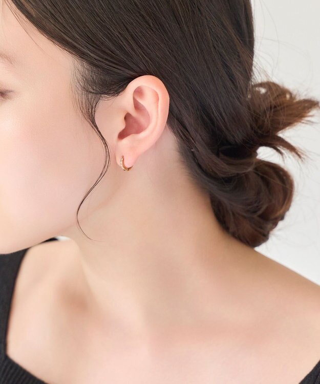 Phoebe 【金属アレルギー対応】ワンタッチビジューフープミニピアス　ローズゴールド/サージカルステンレス ローズゴールド