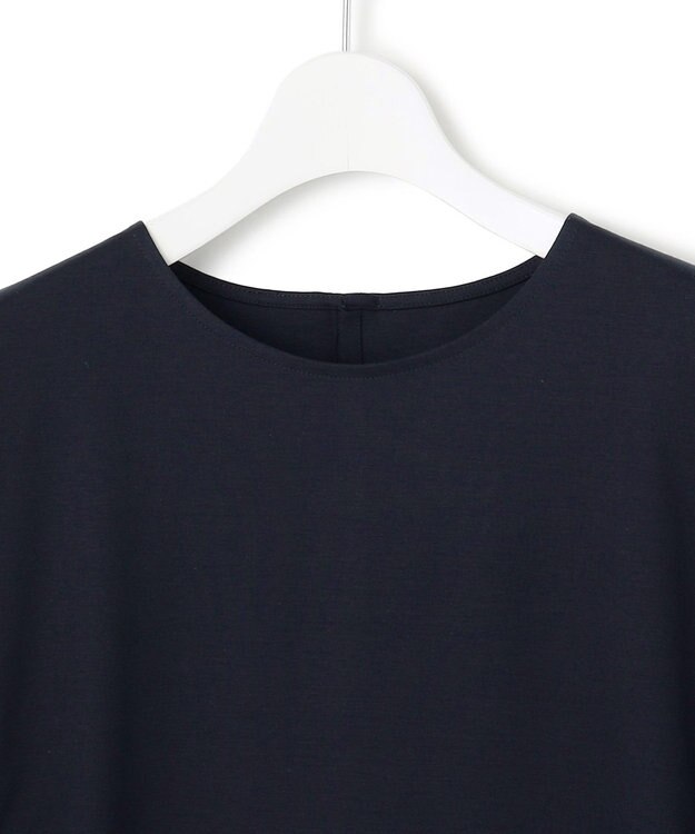 23区 S 【汗じみ防止加工】スカーフプリントコンビ フレンチスリーブ カットソー ネイビー×ミッドナイトブルー