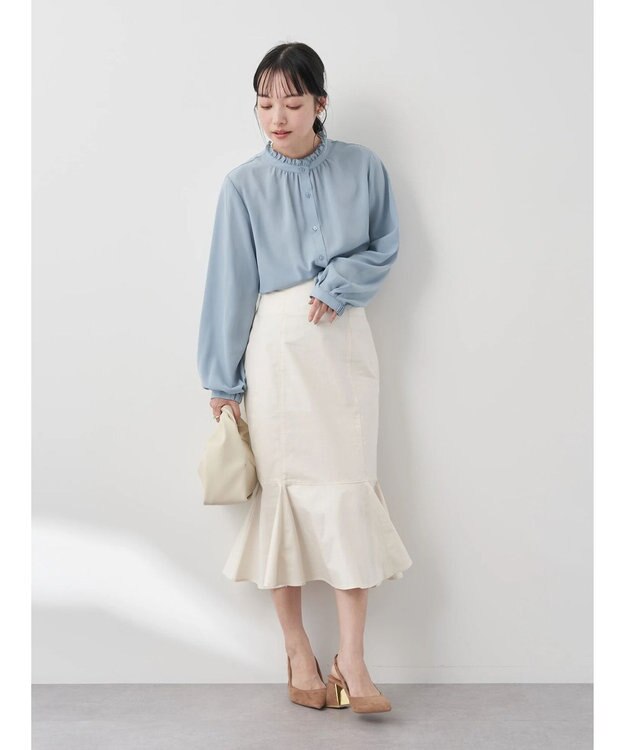 earth music&ecology ２ＷＡＹスタンドフリルブラウス Sax