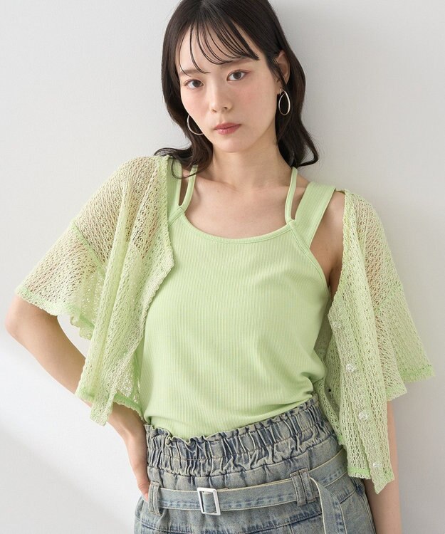 earth music&ecology ＳＥＴ２点レースカーディガン＋レイヤードインナー Mint Green