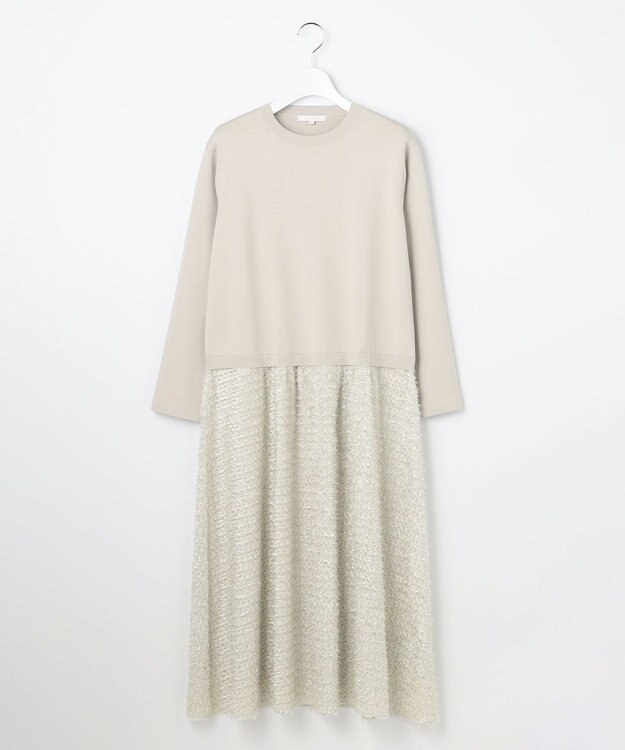 自由区 L 【カタログ掲載】ジャカードコンビ ワンピース ベージュ