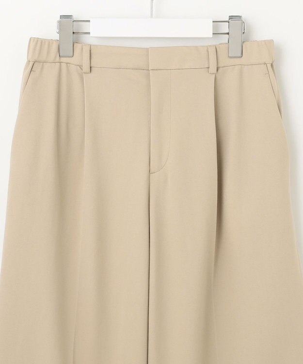 自由区 【洗える】ライトフィールジャージータックワイド パンツ ベージュ