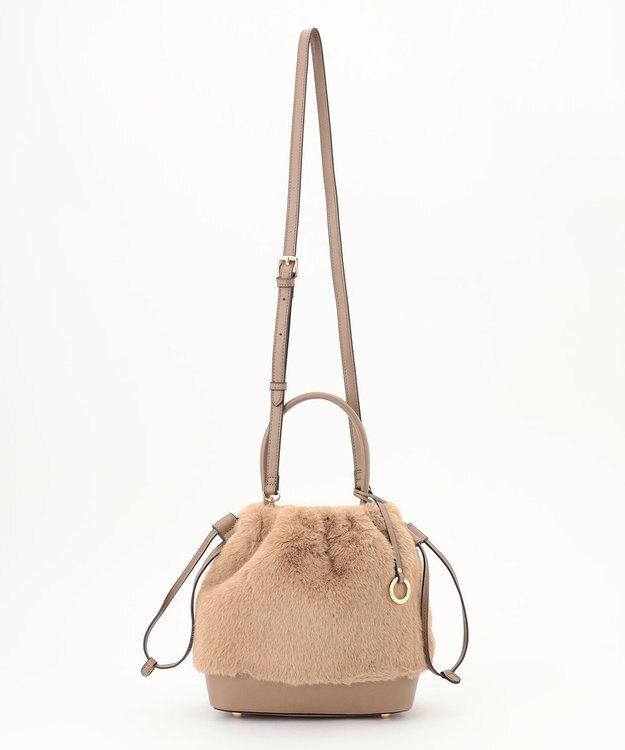 組曲 ファーバケットコンビ バッグ ベージュ系