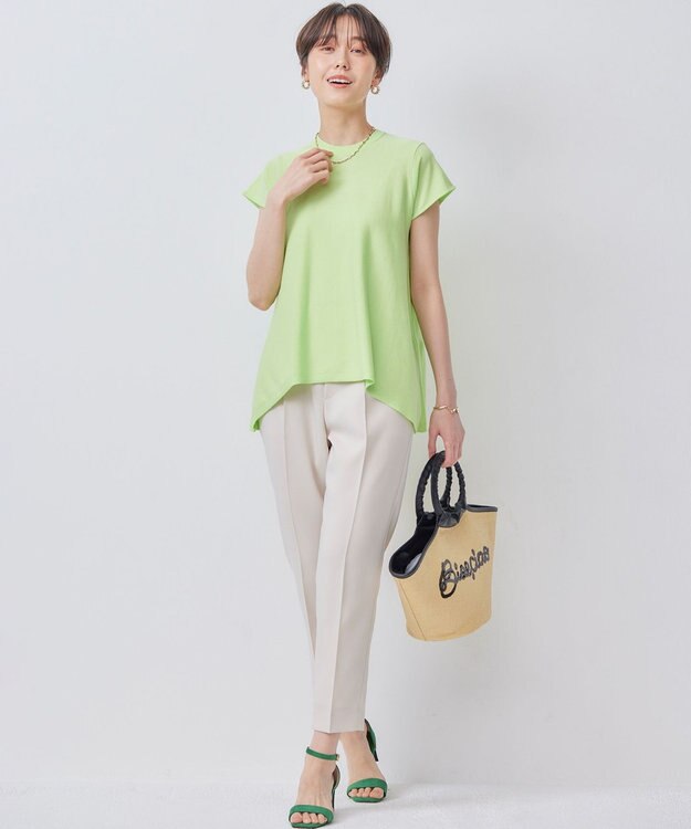 組曲 【WEB限定カラーあり】バックフレアニットTシャツ 【WEB限定】セロリ系9