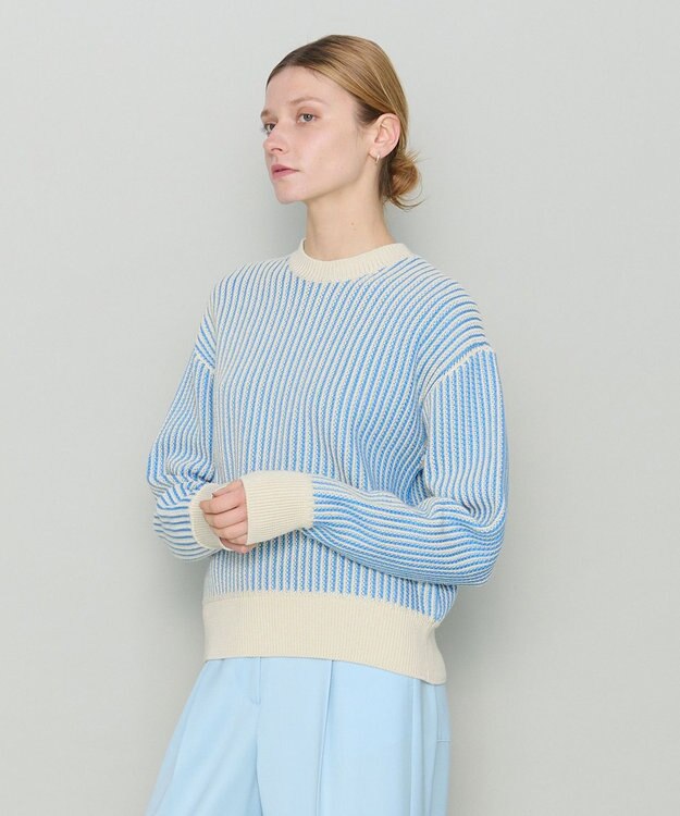 JOSEPH 【洗える】バイオテープコットン　ラウンドネックニット Dark Arctic