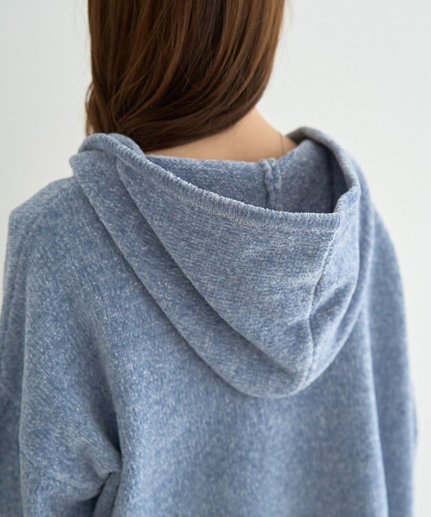 earth music&ecology ベロアフーディージップニットカーディガン Blue