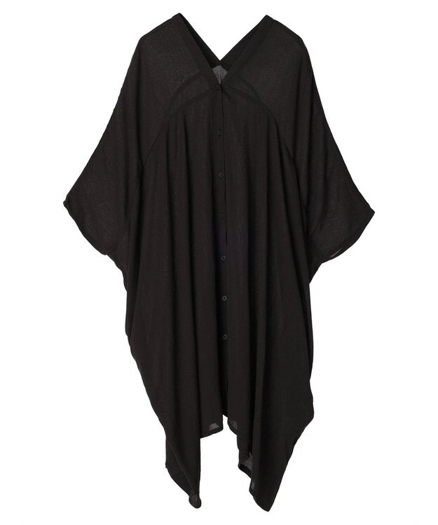 earth music&ecology レーヨンビッグシャツチュニック Black