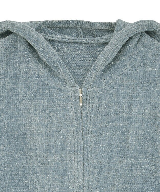 earth music&ecology ベロアフーディージップニットカーディガン Blue